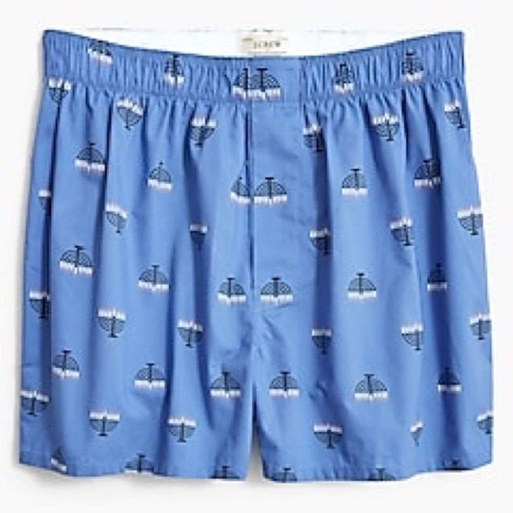 NWT J. Crew Men's Boxer Underwear Blue/White Menorah Hanukkah Sz S (29-31)